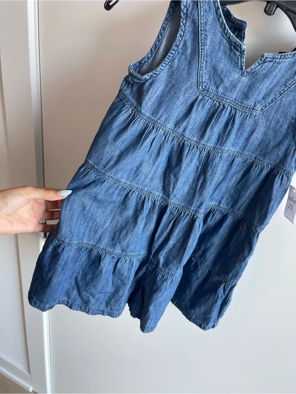 GAP Girls' Denim Tiered Sleeveless Dress - Blue